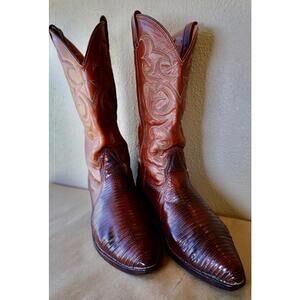 Vintage Nacona Cowboy Boots Sz 9.5 D Lizard Brown